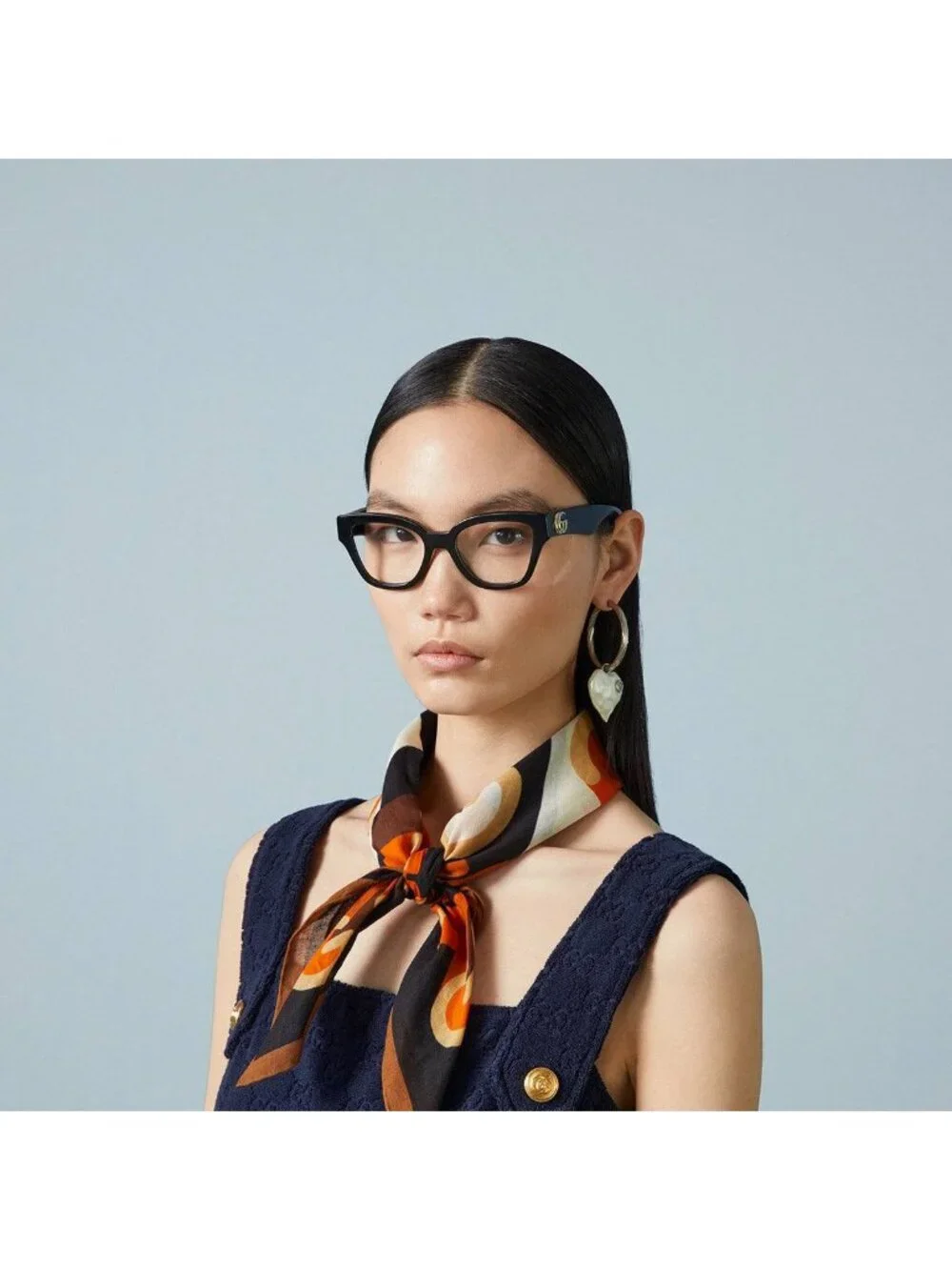 Gucci GG1424O 007 Eyeglasses Black / Havana 54mm Cat Eye Frame